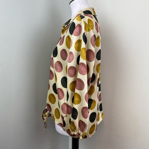 Harve Benard Polyester Polka Dot Button Down Tie Front Blouse XL - Picture 5 of 7